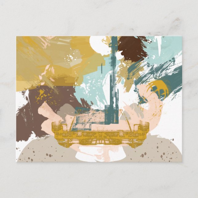 Carte Postale Mid Century Art moderne Abstrait Imaginaire Sci Fi (Devant)