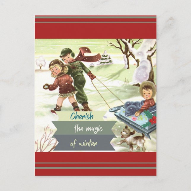 Carte Postale Mid Century Modern Illustration Winter (Devant)