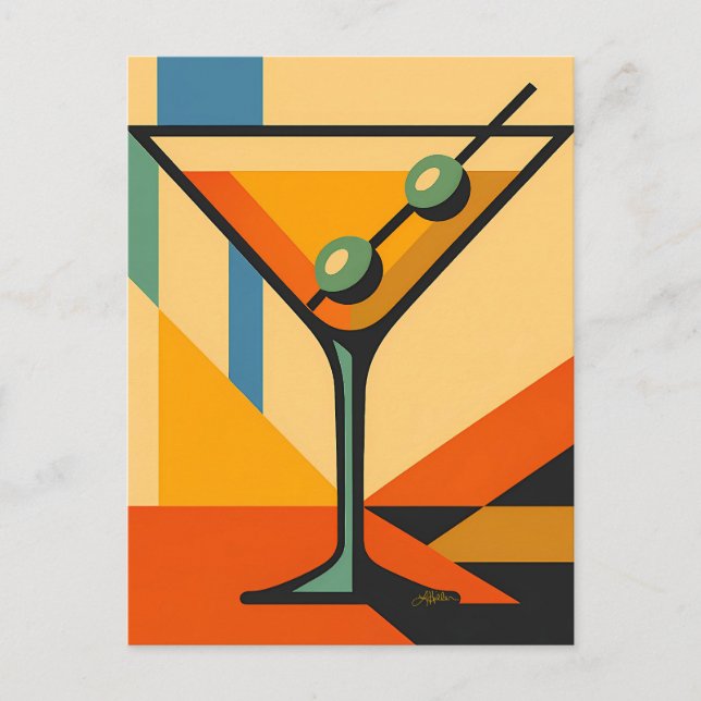 Carte Postale Mid Century Modern Sunrise Bauhaus Martini (Devant)