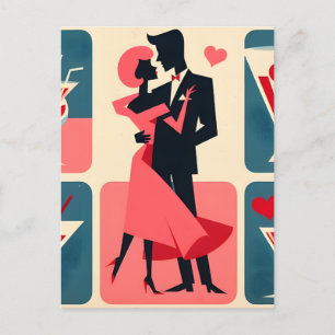 Carte Postale Mid Century Valentine Dancing Couple
