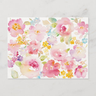 Carte Postale Midsummer   Watercolor Pink Floral