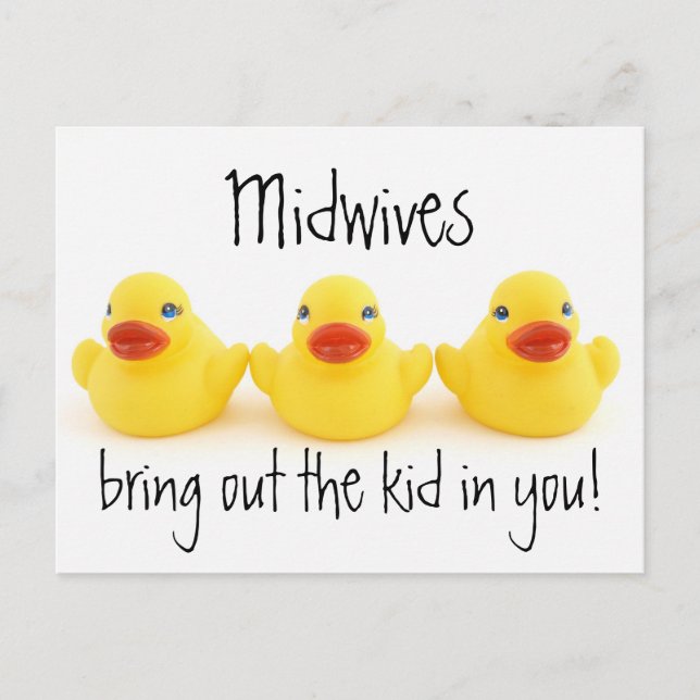 Carte Postale Midwives Enfants et canards jaunes en caoutchouc (Devant)