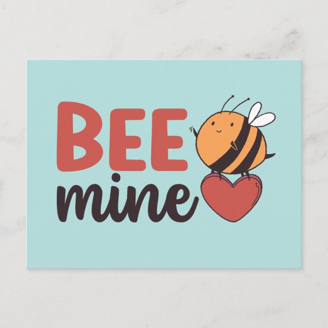 Carte Postale Miel Abee Mine Cute Pun Drôle Saint Valentin (Devant)