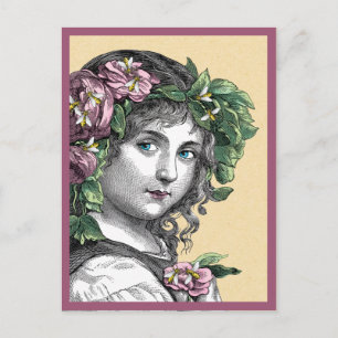 Carte Postale Miel abeilles et Roses