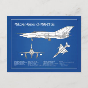 Carte Postale MiG-21 bis - Plan directeur de l'avion ABD