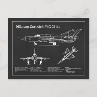 Carte Postale MiG-21 bis - Plan directeur de l'avion PD
