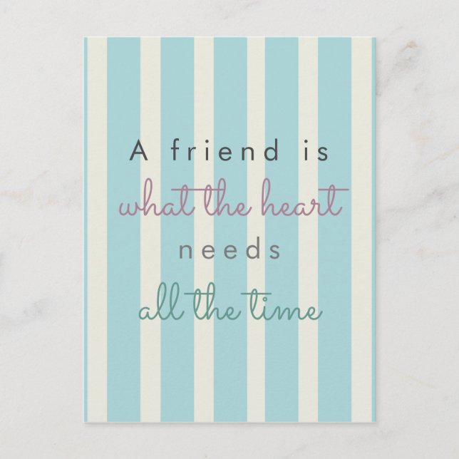 Carte Postale mignon amitié citation inspirationnelle rayures bl (Devant)