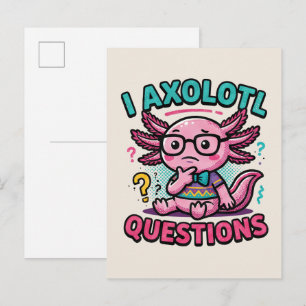 Carte Postale Mignon Axolotl Nerd I Axolotl Questions Marques de
