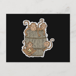 Carte Postale mignon baril de singes