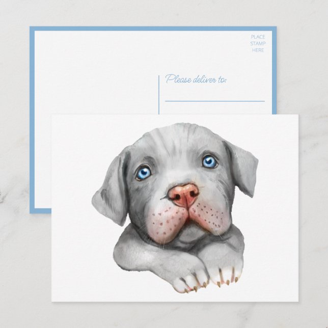 Carte Postale Mignon chien Pit Bull amour chiot salut Pitbull (Devant / Derrière)