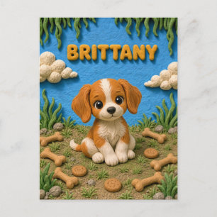 Carte Postale Mignon chiot Brittany Spaniel, bébé chien