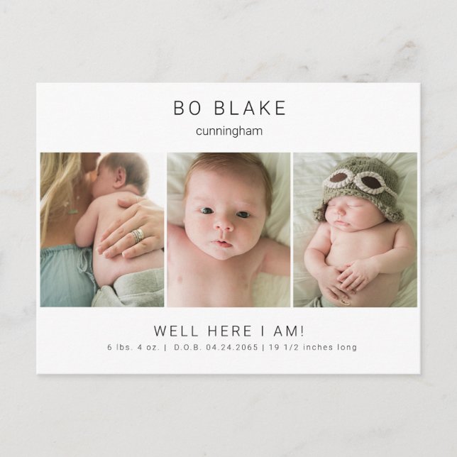 Carte Postale Mignon Collage Photo Neutral Baby Birth II Annonce (Devant)