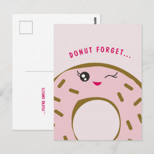 Carte Postale Mignon Donut Oubliez que vous êtes doux Kawaii Ill