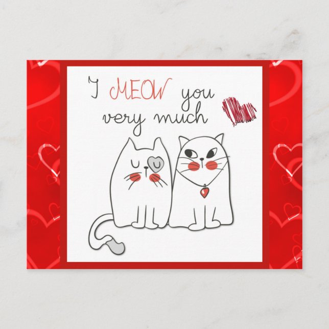 Carte Postale Mignon drôle de chat de dessin animé d'amour (Devant)