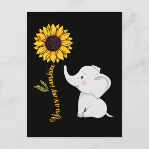 Carte Postale Mignon Éléphant Bébé Tournesol Soleil