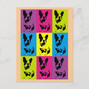 Carte Postale Mignon French Bulldog Frenchie Pop Art Amusant