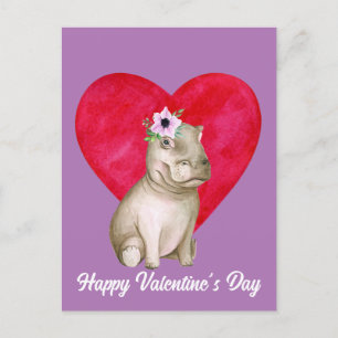 Carte Postale Mignon Hippo Valentine