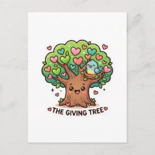 Carte Postale Mignon Kawaii L'Arbre Généreux Cœur Feuilles KiSti
