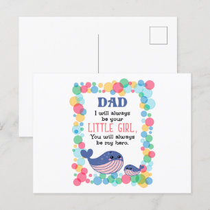 Carte Postale Mignon papa baleine je serai toujours ta petite fi