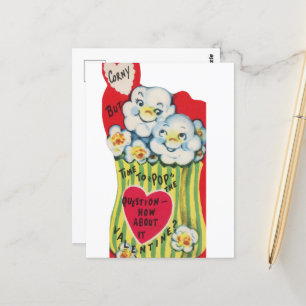 Carte Postale Mignon popcorn rétro vintage Saint-Valentin