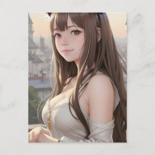Carte postale mignonne Anime Woman