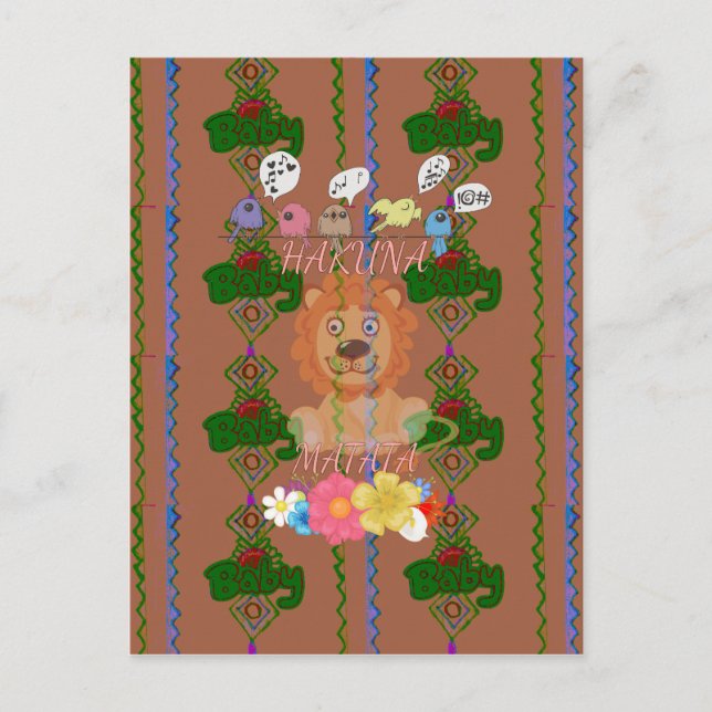 Carte Postale Mignonne Bébé Lion King : Hakuna Matata Design (Devant)