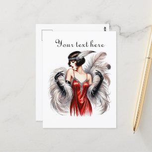 Carte Postale Mignonne dame ajouter du texte