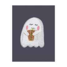 Carte postale mignonne d'Halloween - Fantôme fémin