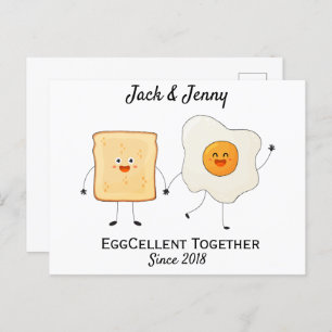 Carte Postale Mignonne Drôle Joyeux Toast Eggcelcelcelcelcate En