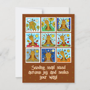 Carte Postale Mignonne Escargot Automne Joie Et Sourires Tombent