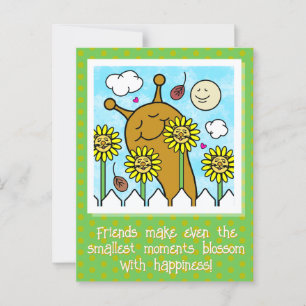Carte Postale Mignonne escargot avec Dandelion amis tombe