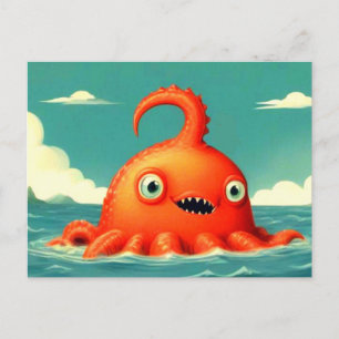 Carte postale Mignonne Funny Sea Monster