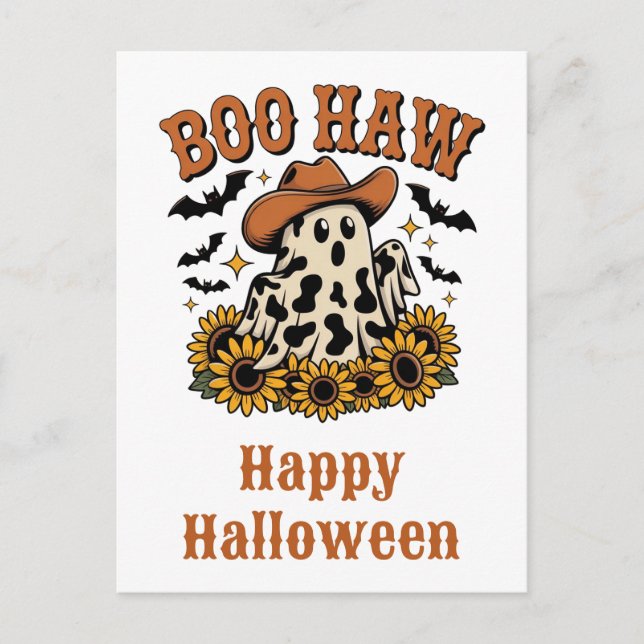 Carte Postale Mignonne Halloween Pays Occidental Fantôme de vach (Devant)