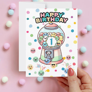 Carte Postale Mignonne machine de gumball, Personnalisé premier 