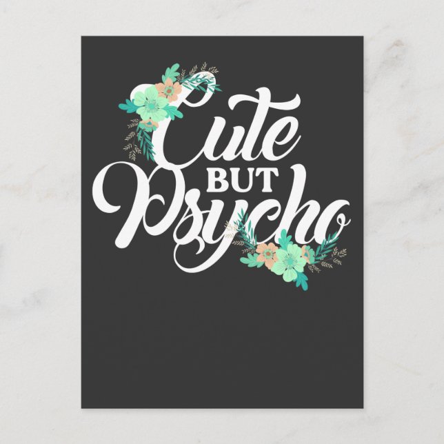 Carte Postale Mignonne mais psychopathe Fille sarcastique fémini (Devant)