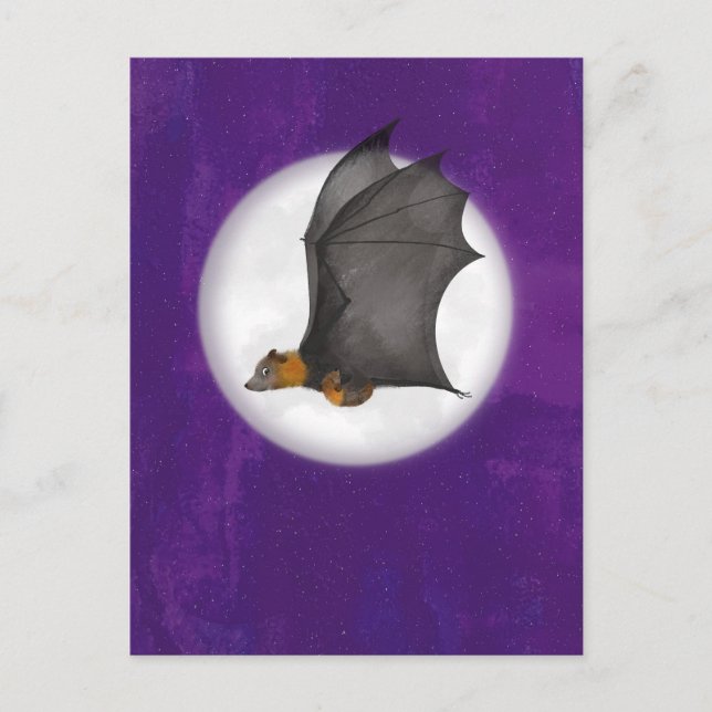 Carte Postale Mignonne mère et bébé chauve-souris dans le ciel n (Devant)