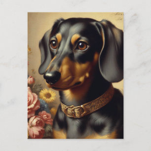 Carte Postale Mignonne peinture Vintage Dachshund