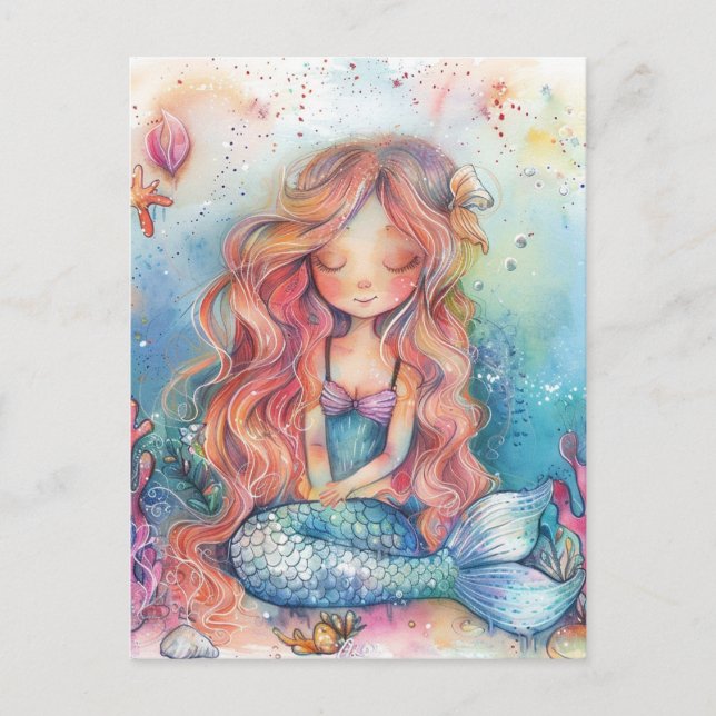 Carte postale Mignonne Sirène (Devant)