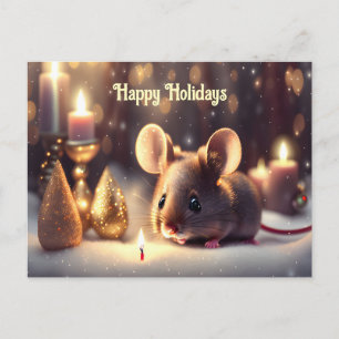 Carte Postale Mignonne souris fête Noël