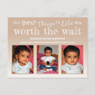 Carte Postale Mignonne Tan Worth The Wait Adoption 3 Photo