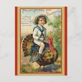 Carte Postale Mignonne Turquie Vintage Thanksgiving