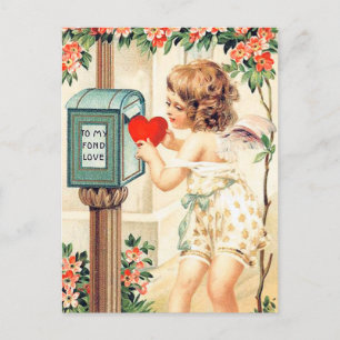 Carte Postale mignonne Valentine fille vintage
