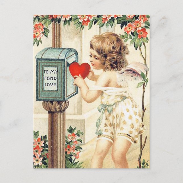 Carte Postale mignonne Valentine fille vintage (Devant)