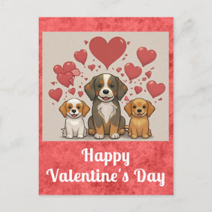 Carte Postale Mignonne Valentines Jour Aquarelle Chien Chien Chi