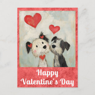 Carte Postale Mignonne Valentines Jour Aquarelle Chien Chien Chi