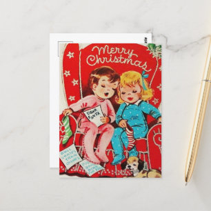 Carte Postale mignonne vintage enfants de Noël