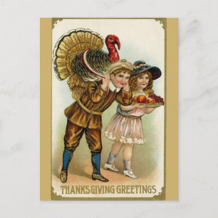 Carte Postale Mignonne Vintage Thanksgiving Salutations Turquie