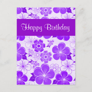 Carte postale mignonne violet d'anniversaire