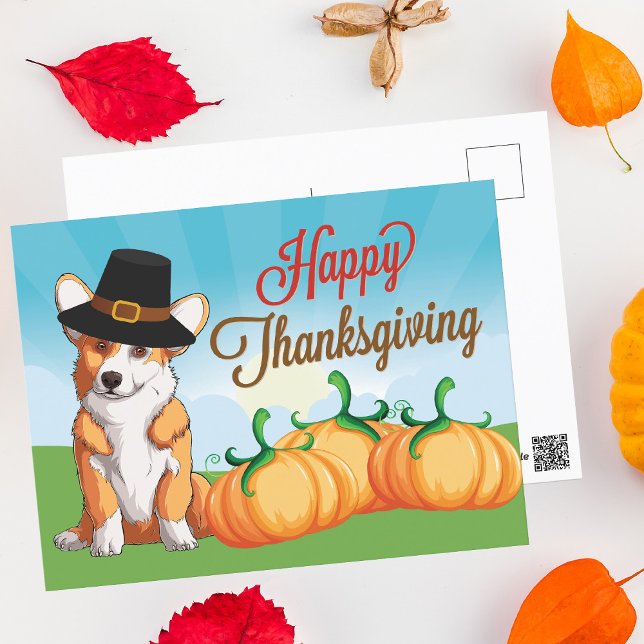 Carte Postale Migre Corgi Thanksgiving (Créateur téléchargé)