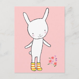 Carte postale MiKa lapin blanc mignonne Bottes jau
